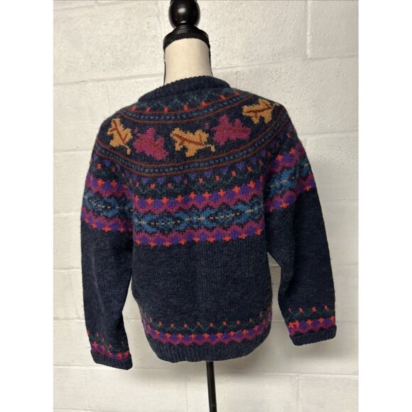Woolrich Women’s Wool Mohair Cardigan Sweater Blue Purple Fair Isle Nordic M - Picture 3 of 8